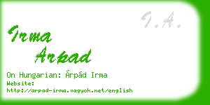 irma arpad business card