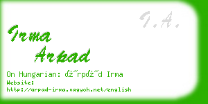 irma arpad business card